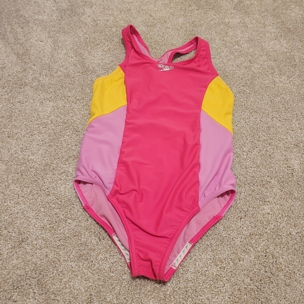Speedo Youth Colorblock Colorful One Piece Swimming Suit Size Large - Picture 3 of 7